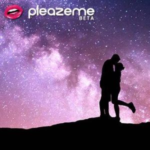 Milky Way. Night landscape with silhouettes of hugging and kissing man and woman on the mountain. Colorful sky with stars. Silhouette of lovers. Couple, relationship. Milky way with people. Universe